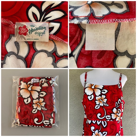 🌺 Hilo Hattie Hawaiian Sundress Red & White Dress - Picture 5 of 8